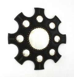 Specchio spagnolo Sunburst in similpelle con occhiali convessi