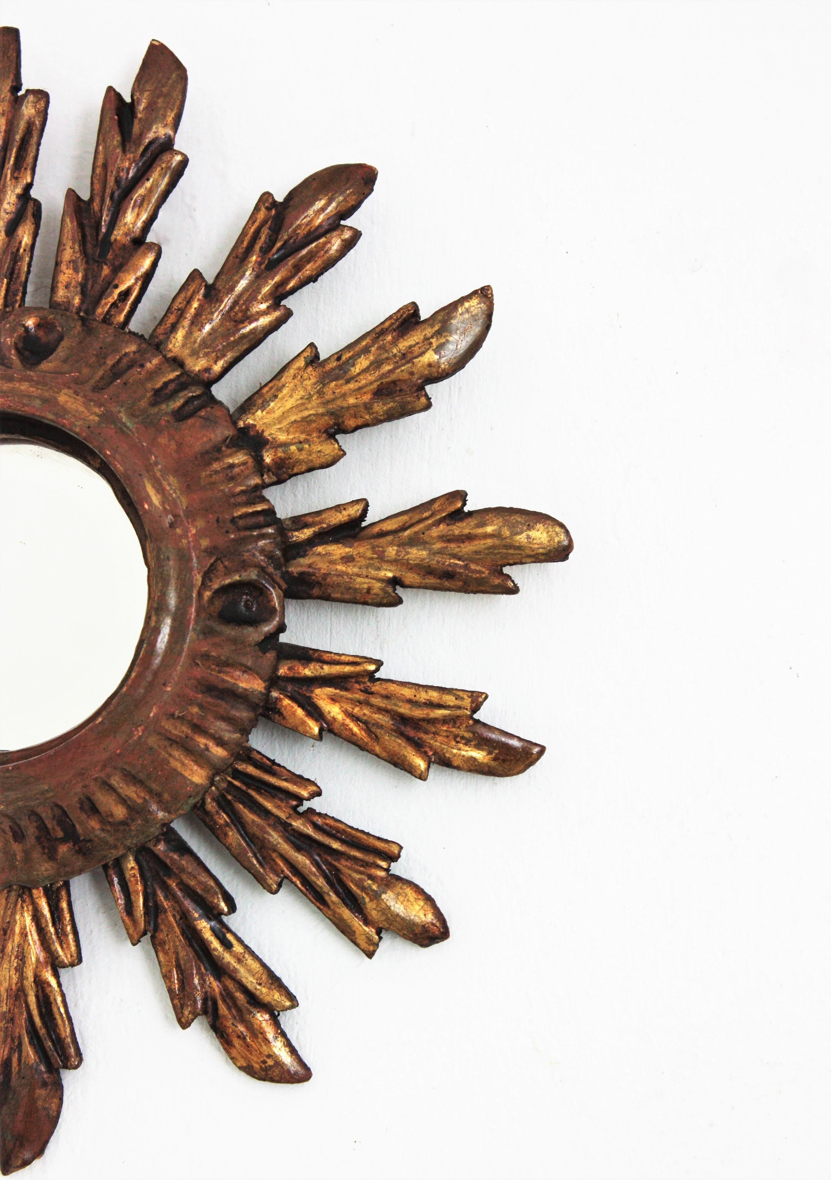 20th Century Sunburst Mirror in Small Scale, Baroque Style