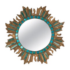 Espejo Sunburst al estilo de Line Vautrin, años 60