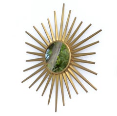 Sunburst Mirror in the Style of Vallauris French Mid-Century Modern Wall Mirror
