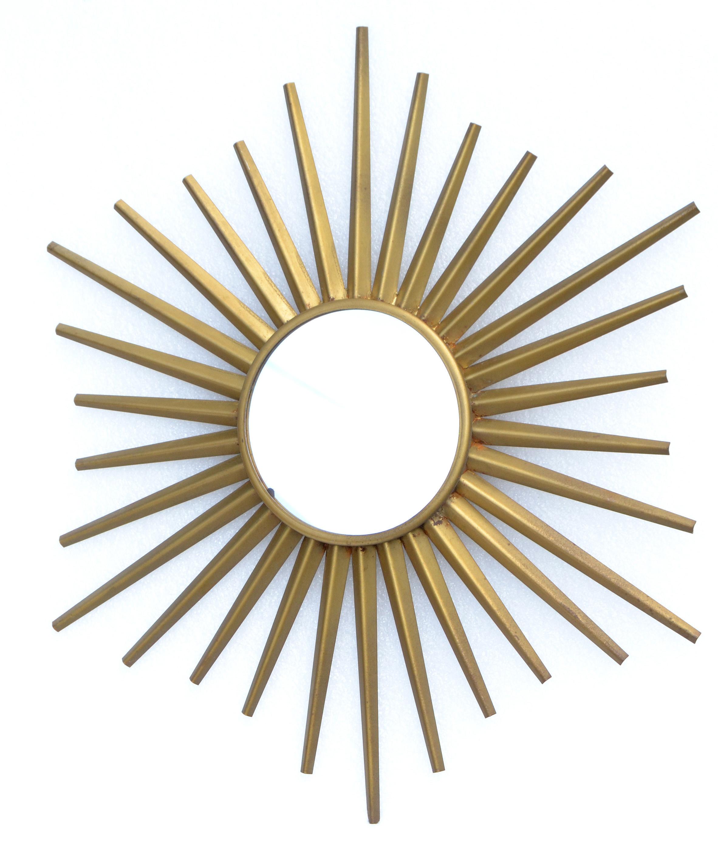 Mid-20th Century Sunburst Mirror in the Style of Vallauris French Mid-Century Modern Wall Mirror For Sale