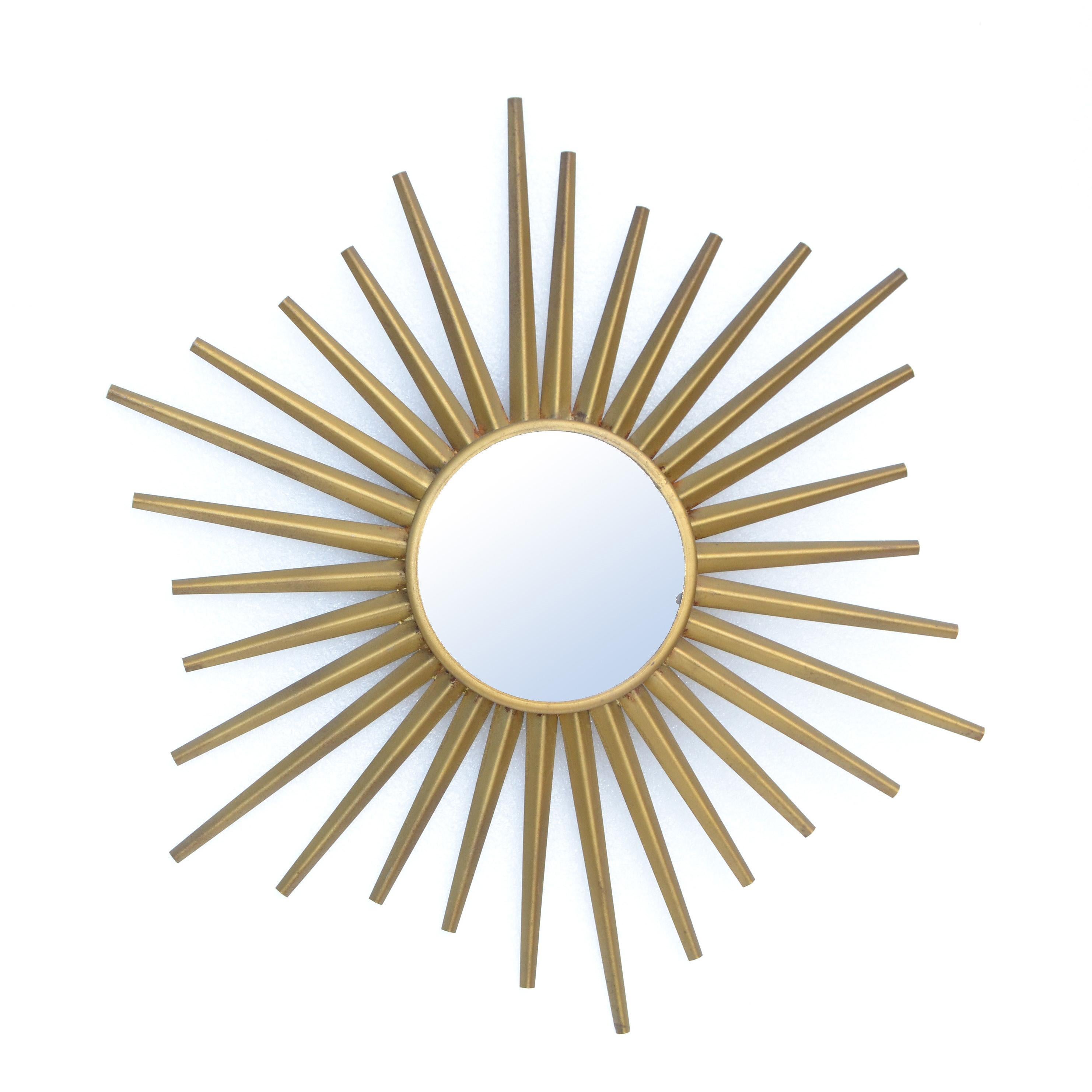 Sunburst Mirror in the Style of Vallauris French Mid-Century Modern Wall Mirror For Sale 1