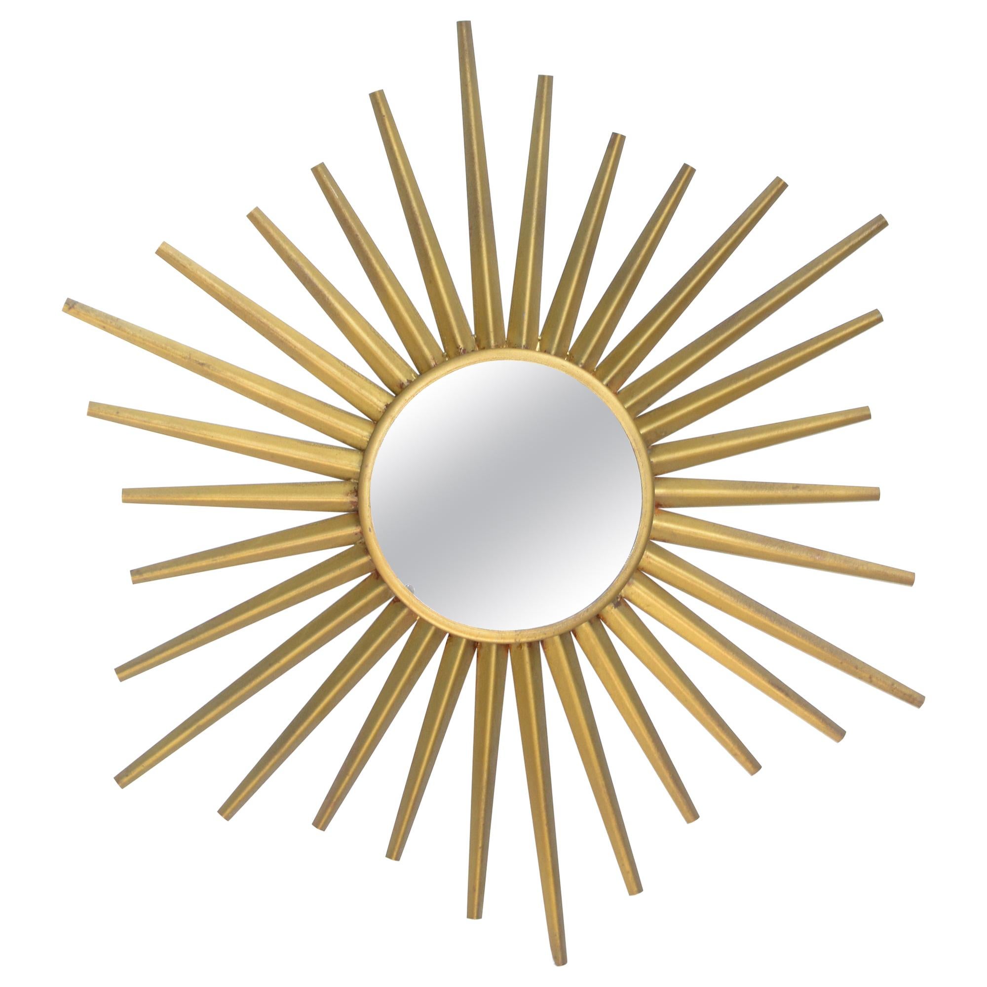 Sunburst Mirror in the Style of Vallauris French Mid-Century Modern Wall Mirror