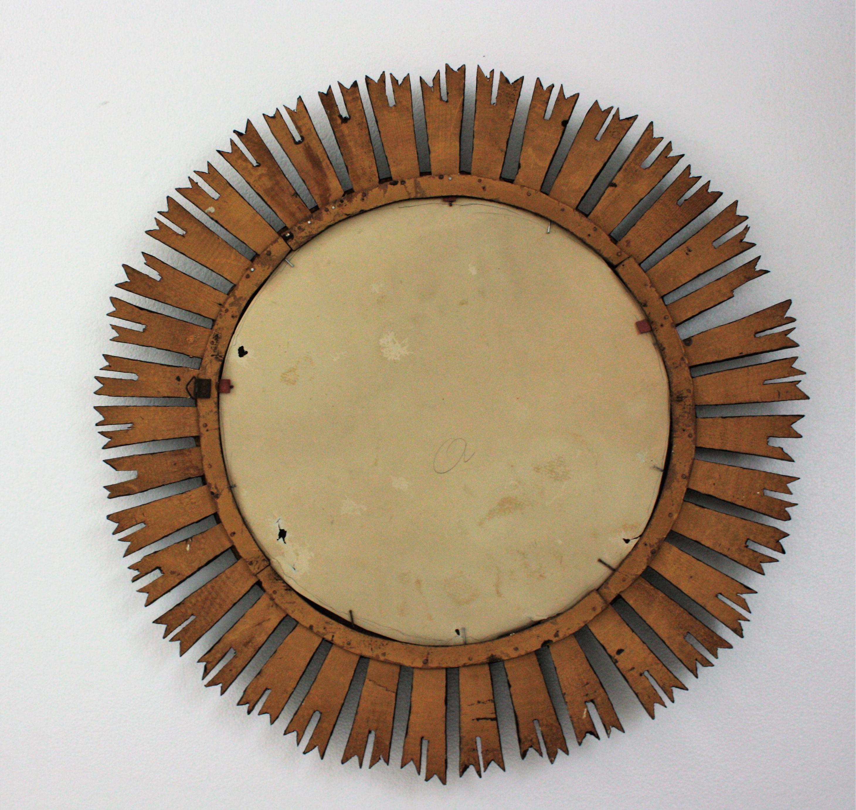 Sunburst Mirror in Wood Black Patina, Spain, 1940s For Sale 3