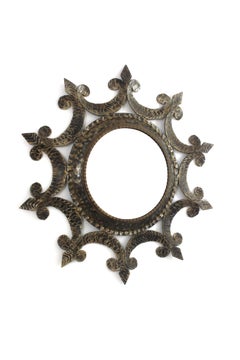 Sunburst Mirror in Wrought Iron, Brutalist Period, 1950s