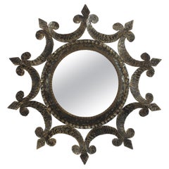 Sunburst Mirror in Wrought Iron, Brutalist Period, 1950s