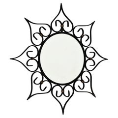 Sunburst Flower Mirror in Wrought Iron