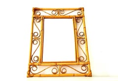 Sunburst Mirror mid-century Rattan French Saint Tropez Riviera, 1950