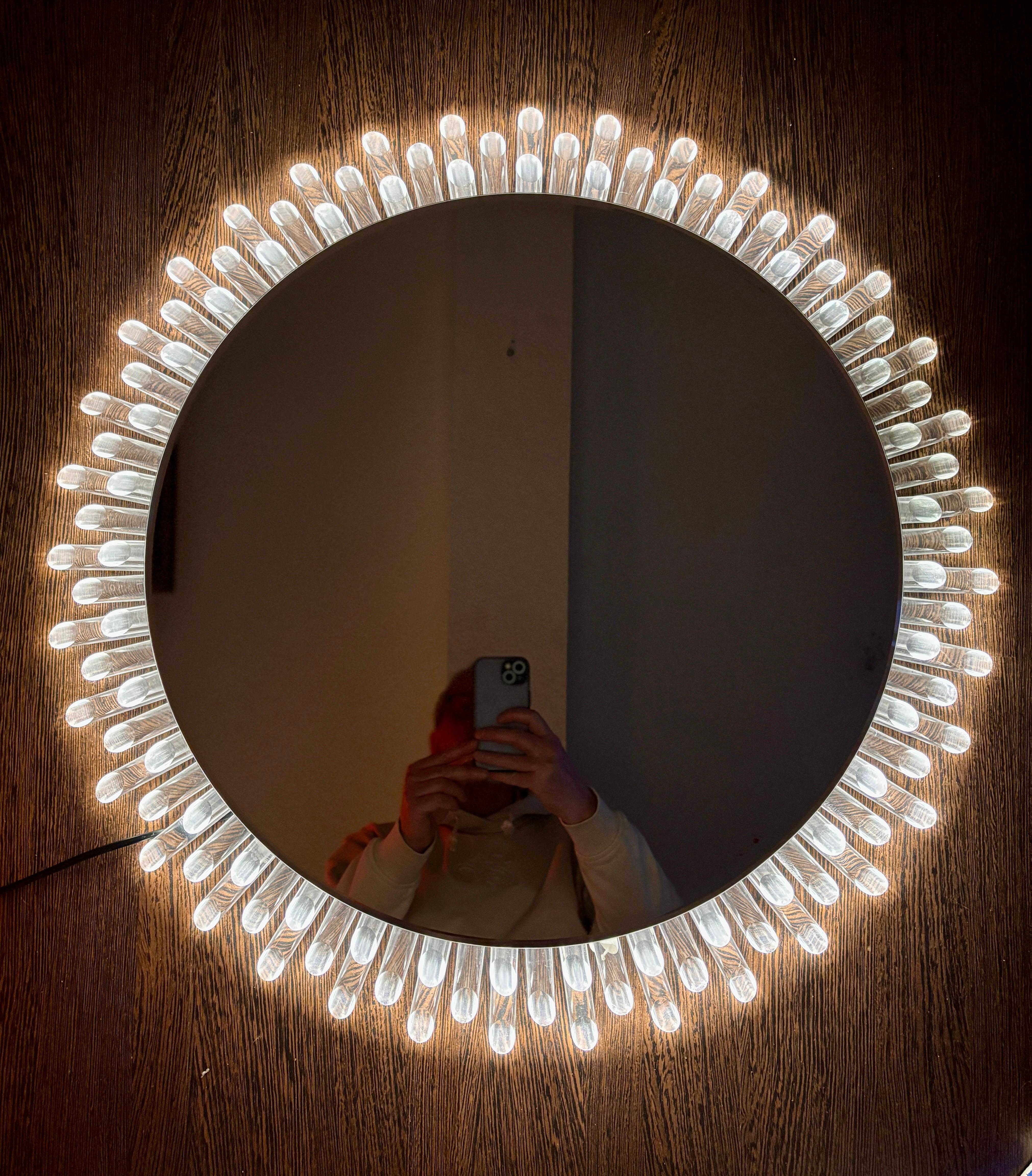 Sunburst mirror with backlight, 1970s For Sale 5