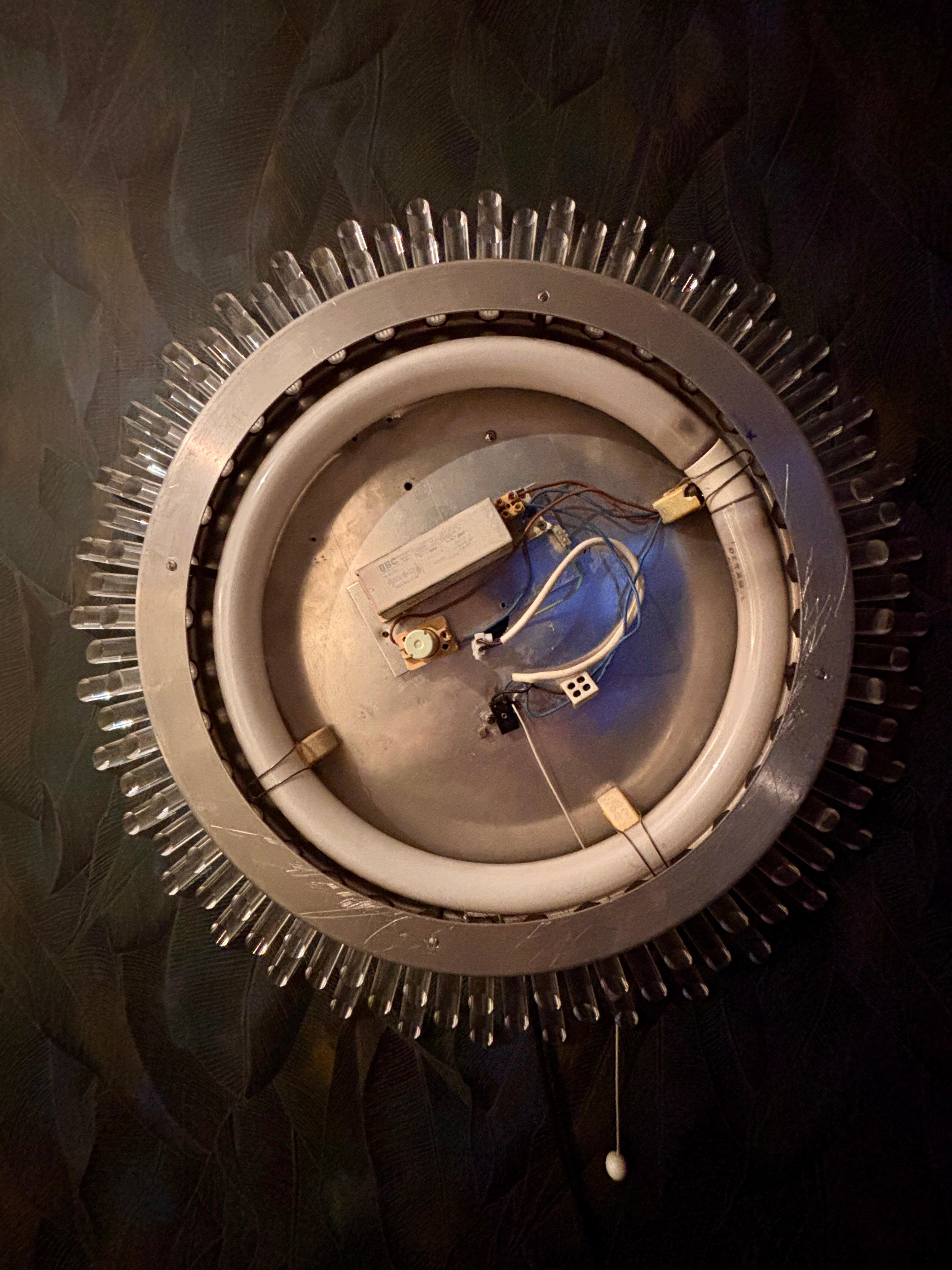 Sunburst mirror with backlight, 1970s For Sale 6