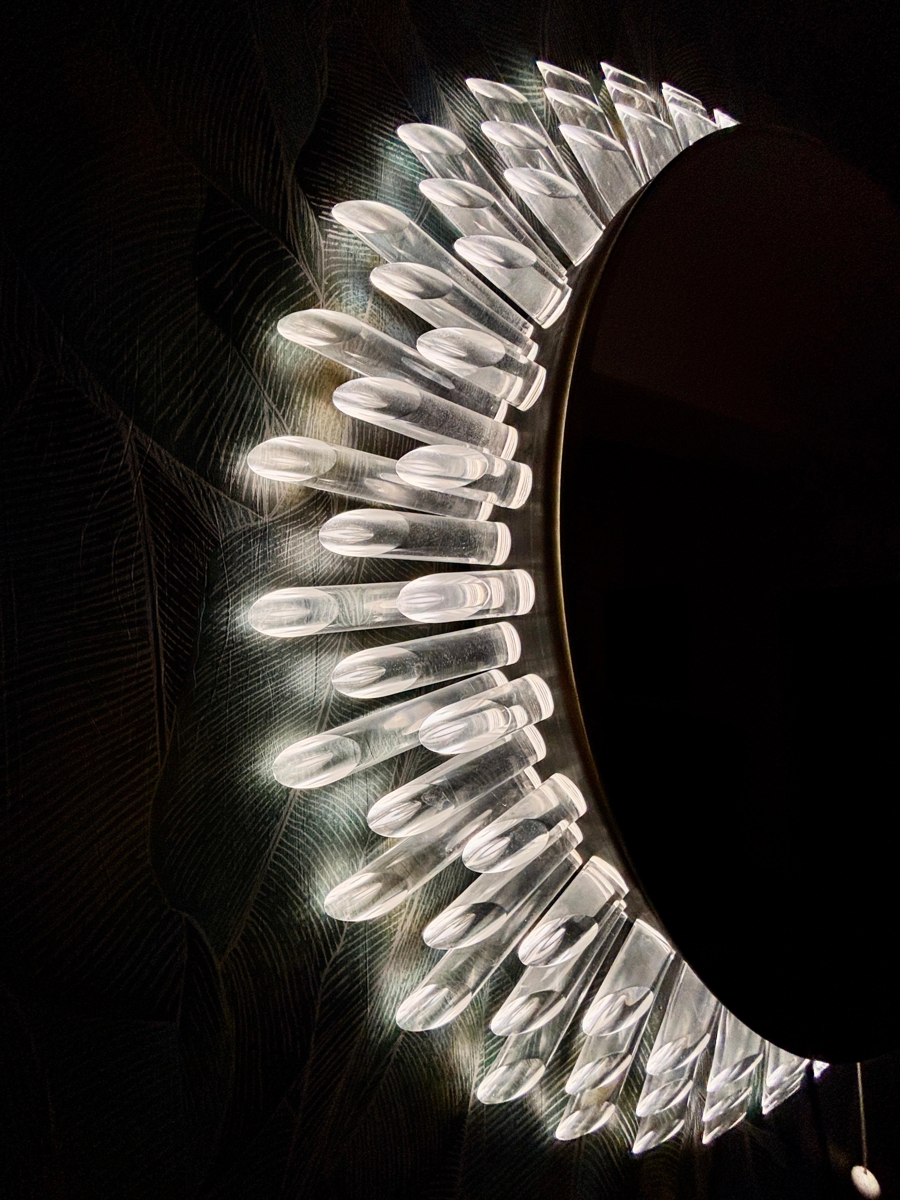 Mid-Century Modern Sunburst mirror with backlight, 1970s For Sale