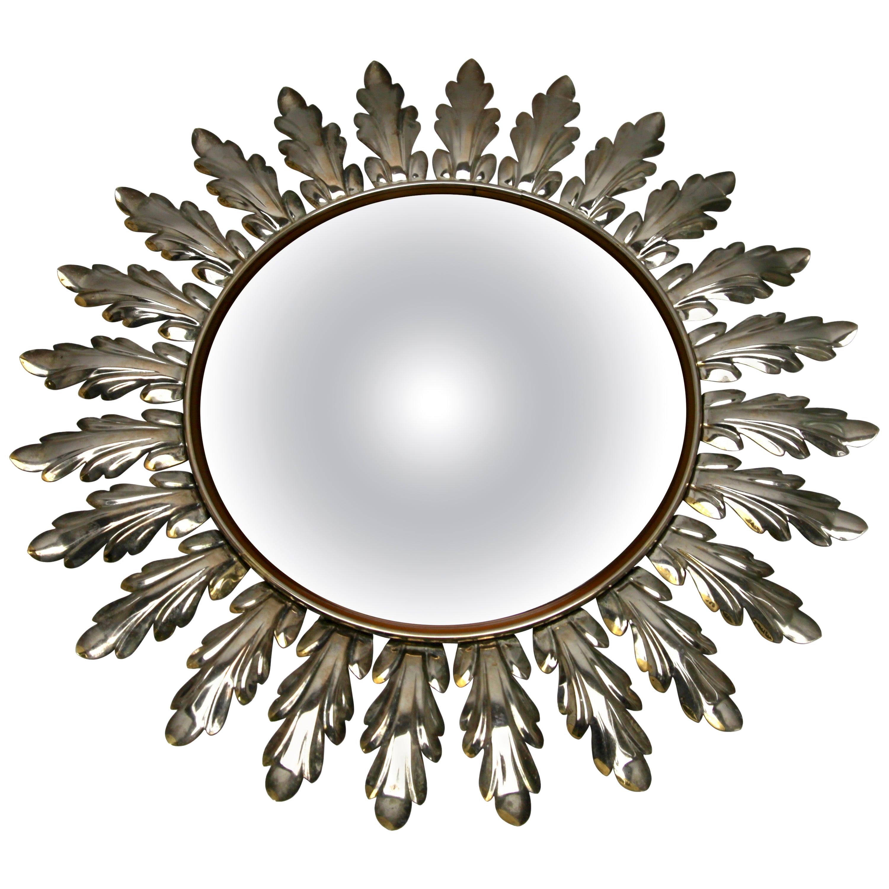 Sunburst Mirror with Convex Mirror Made by Factory Deknudt in Belgium