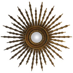 Sunburst Mirror with Convex Mirror Plate