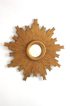 Sunburst Mirror with Striped Frame in Giltwood