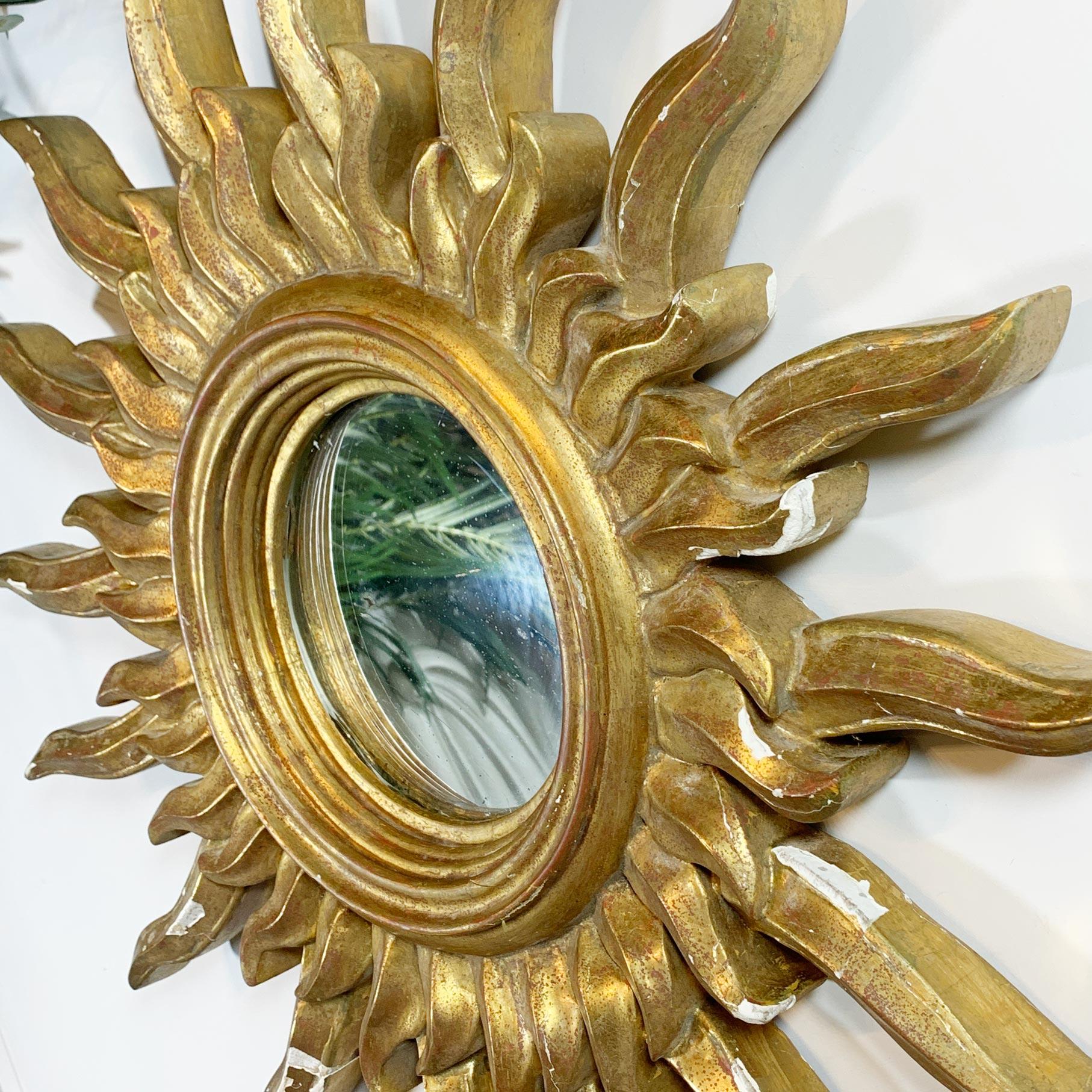 Sunburst Mirror Wood and Gold Gesso 1920’s For Sale 4