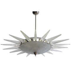 Sunburst Murano Glass Chandelier in the Style of Seguso