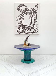 Sunburst Mushroom Table in Green and Blue, Louis Durot, 1990's