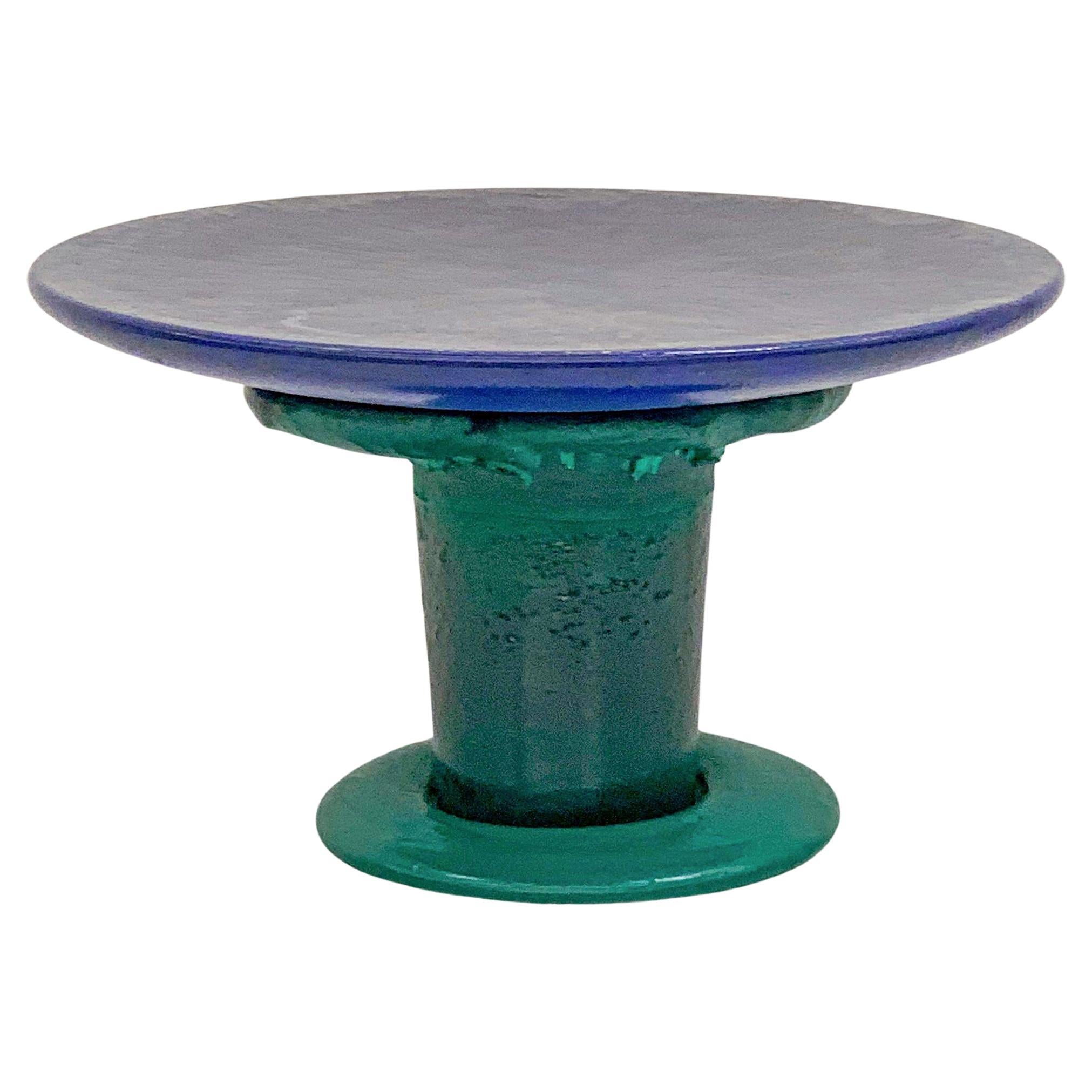 Sunburst Mushroom Table in Green and Blue, Louis Durot, 1990's