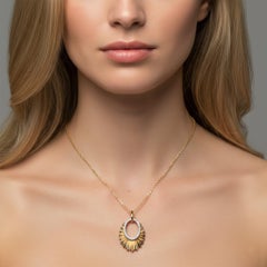 Sunburst Oval Diamond 14K (or 18k upon request) Yellow Gold Pendant Necklace