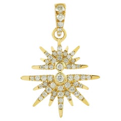 Ciondolo Charm Sunburst con pavé di diamanti in oro giallo 14 carati