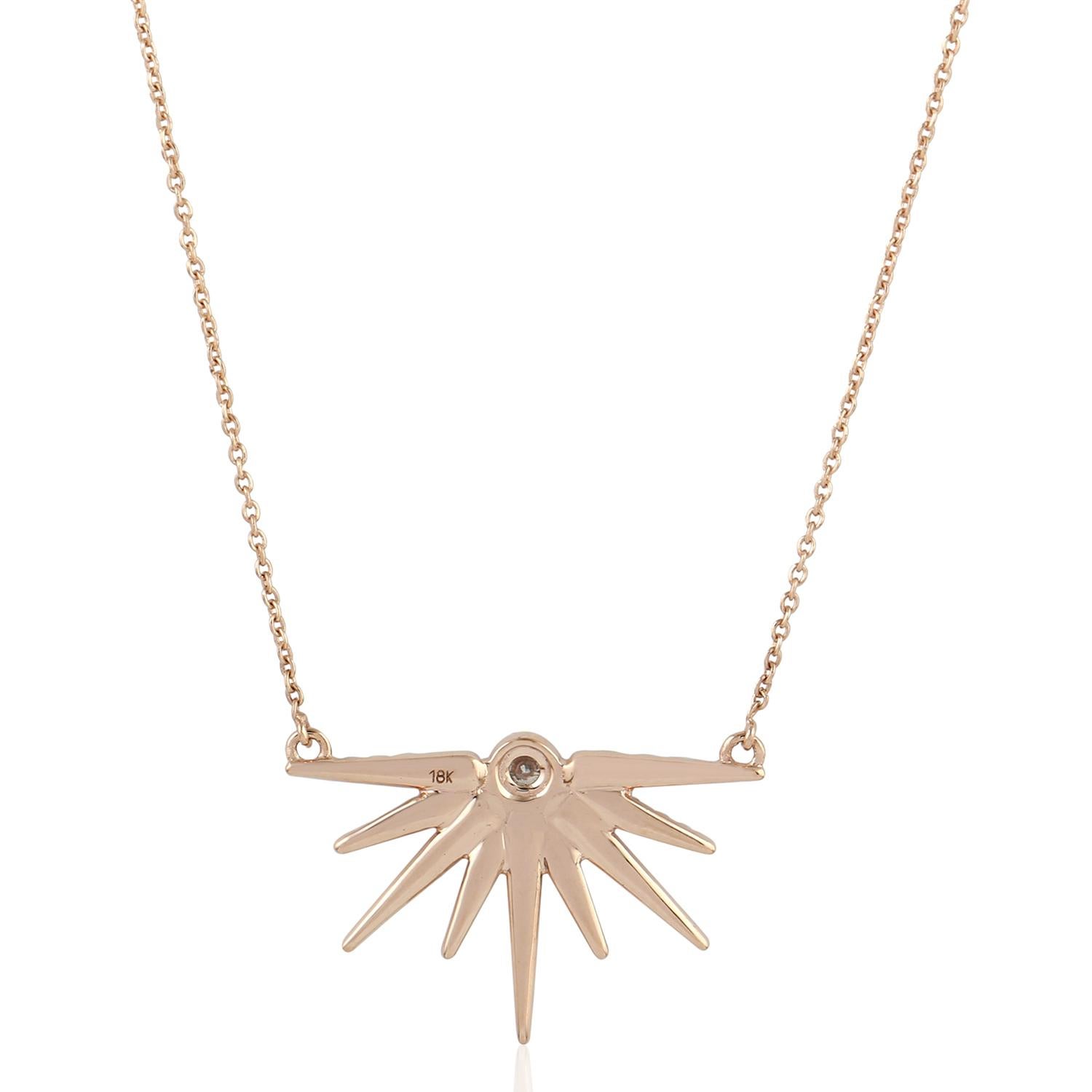 Halskette mit Sonnenschliff-Anhänger aus 18 Karat Gold (Kunsthandwerker*in) im Angebot