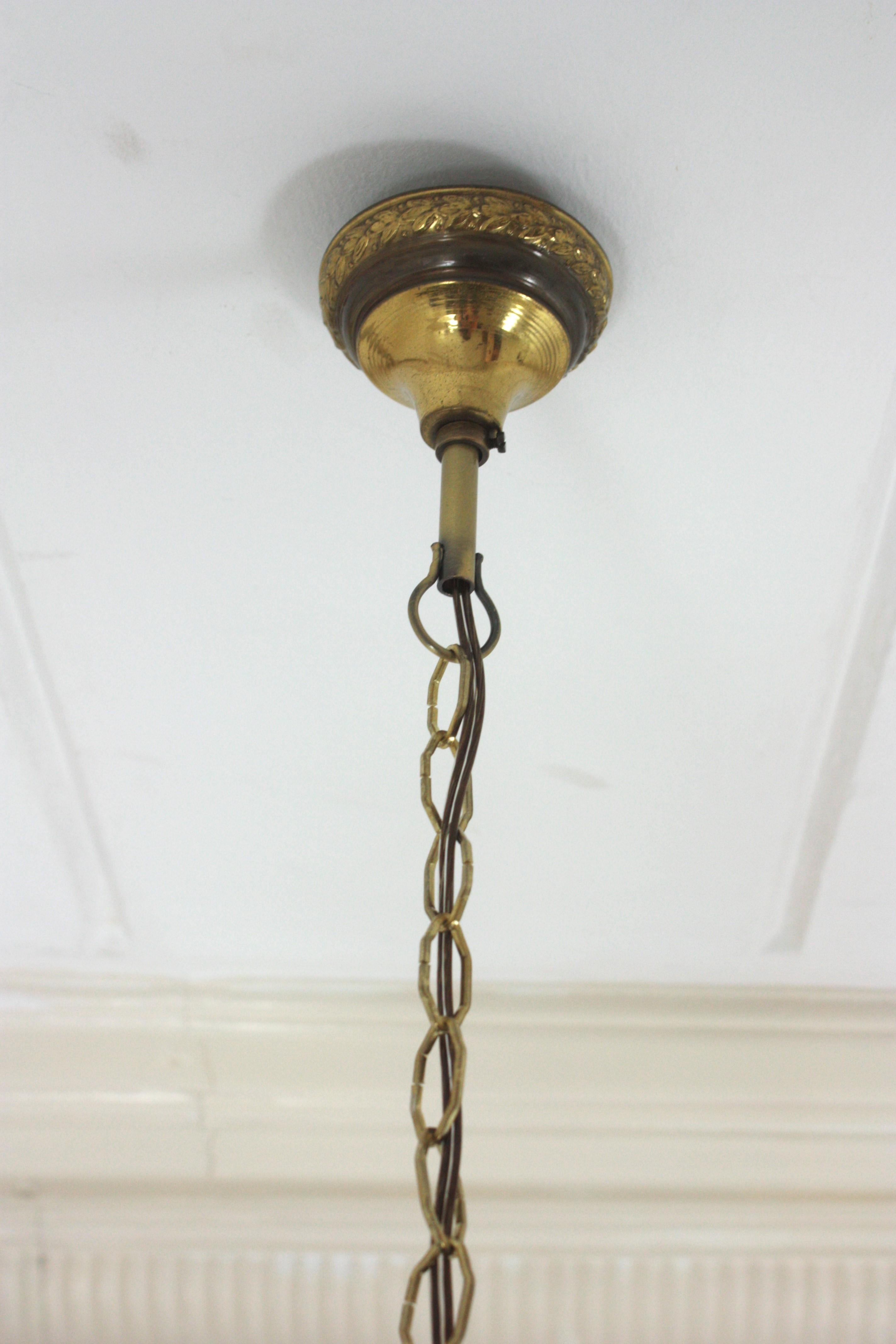 Lampada a sospensione o plafoniera a incasso in metallo dorato, anni '40 in vendita 10