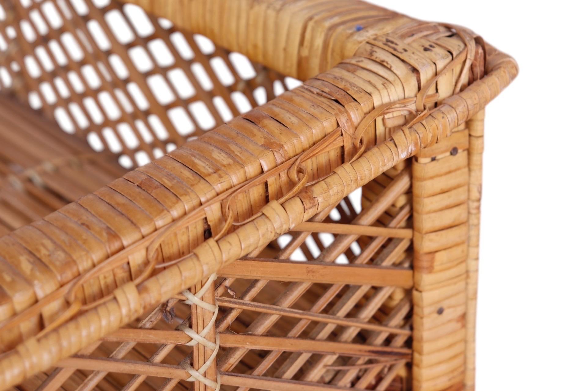 20th Century Sunburst Rattan Bar Cabinet For Sale