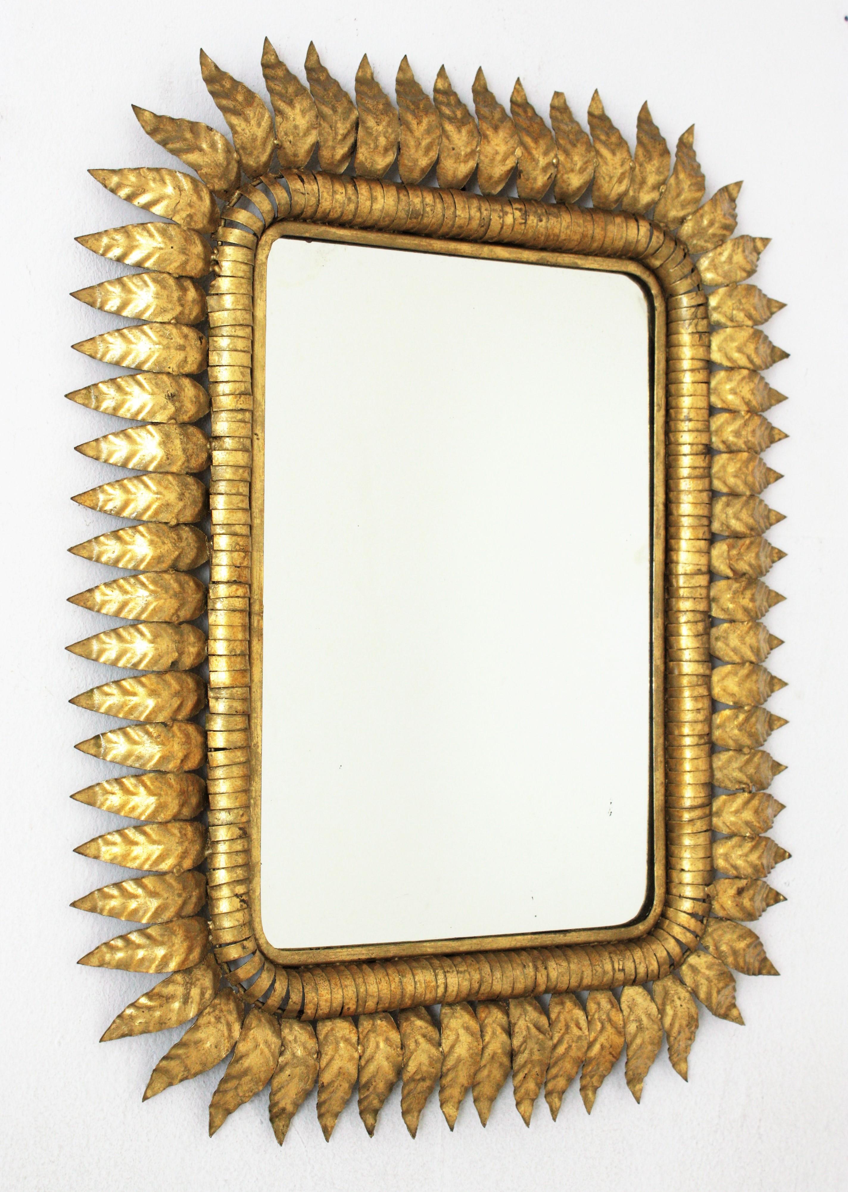 rectangular sunburst mirror