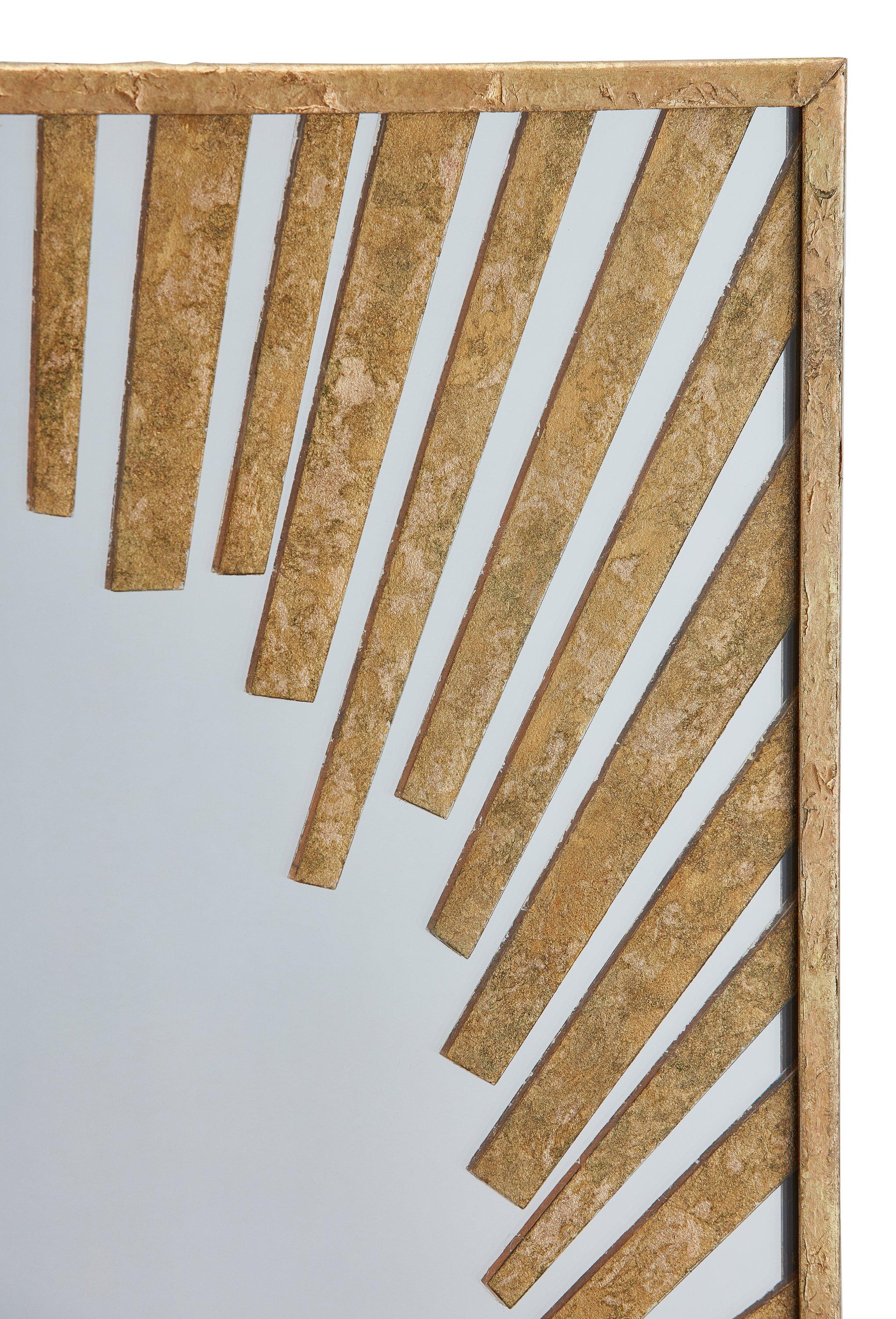 Polish Sunburst Rectangular Mirror with Radiation Pattern in Gold Leaf. Available now. For Sale