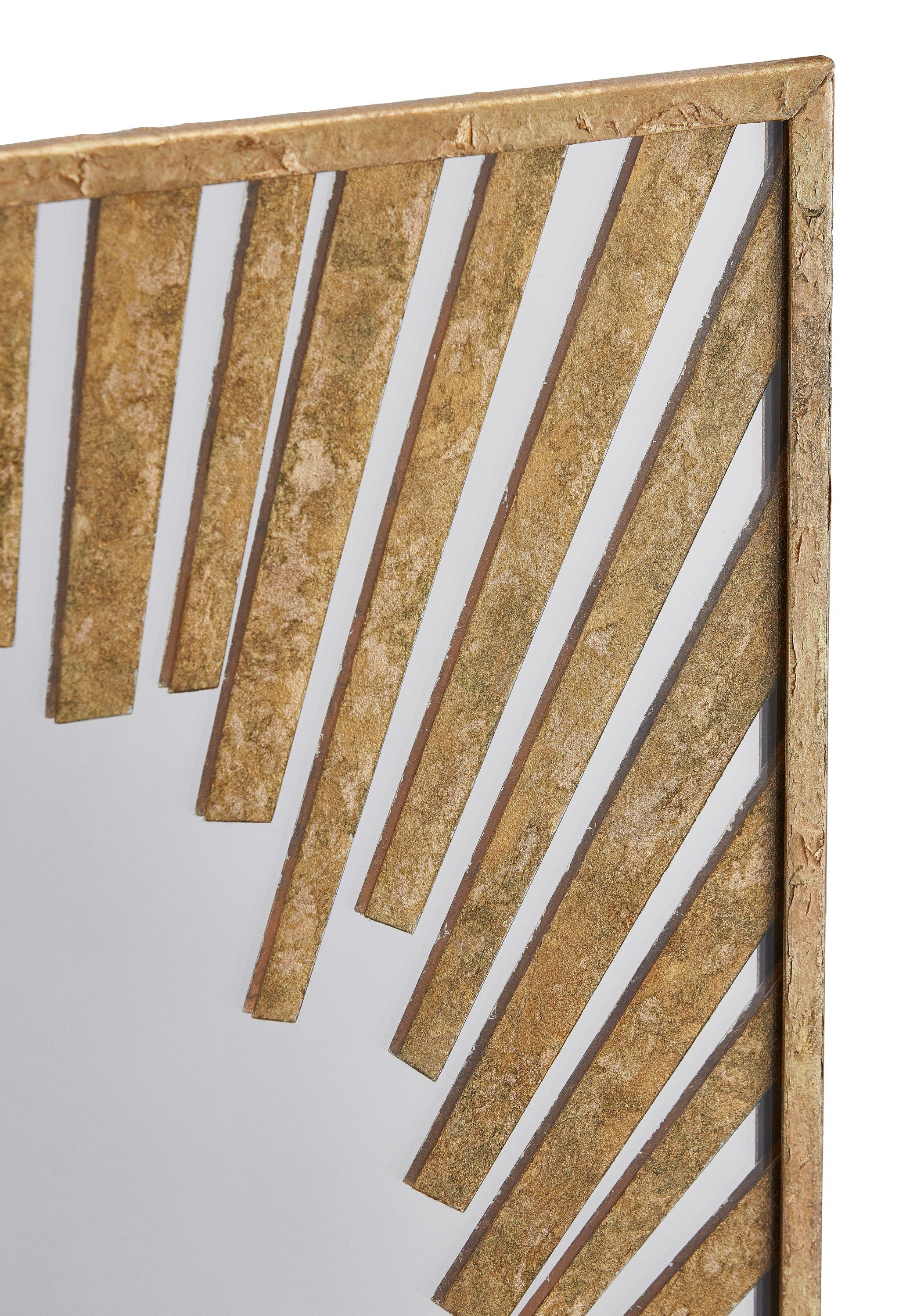 Contemporary Sunburst Rectangular Mirror with Radiation Pattern in Gold Leaf. Available now. For Sale