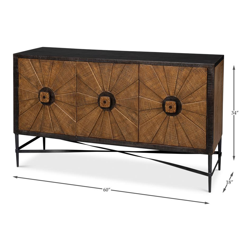 Sunburst Rustic Buffet Sideboard For Sale 4