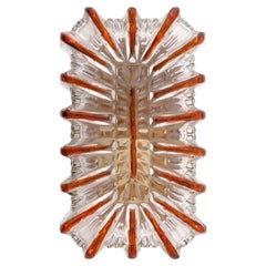 Sunburst Sconce Light Fixture, Clear Glass and Amber Tone, 1970