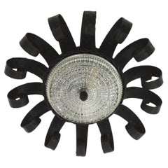 Apparecchio di illuminazione ad incasso Sunburst Scrollwork Crown, ferro battuto e vetro