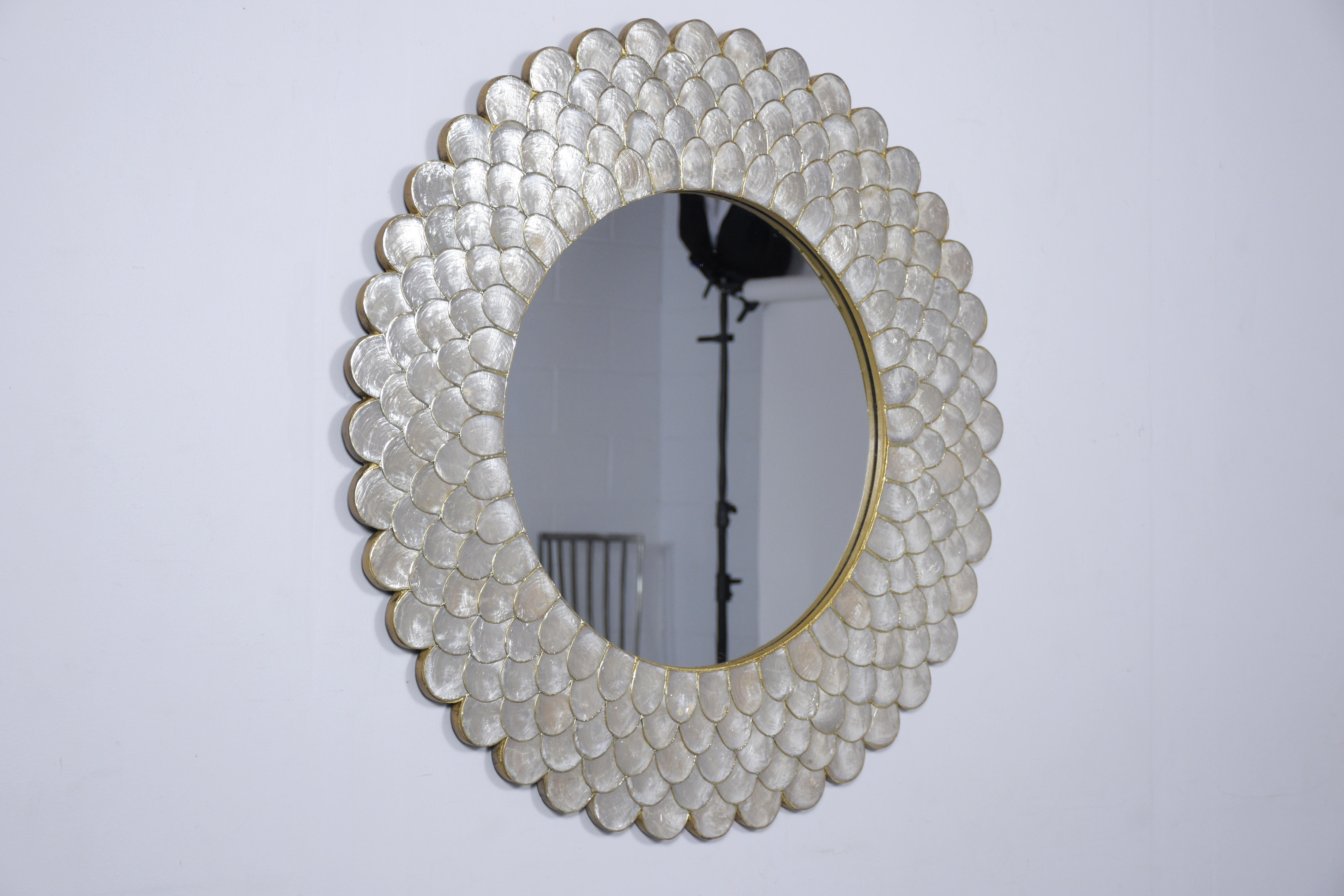 Hollywood Regency Round Sunburst Mirror