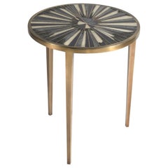 Sunburst Side Table in Shagreen, Shell and Bronze-Patina Brass by R&Y Augousti