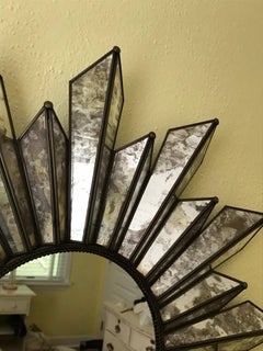 Sunburst Soleil Mirror with Angled Antiqued Mirror Rays