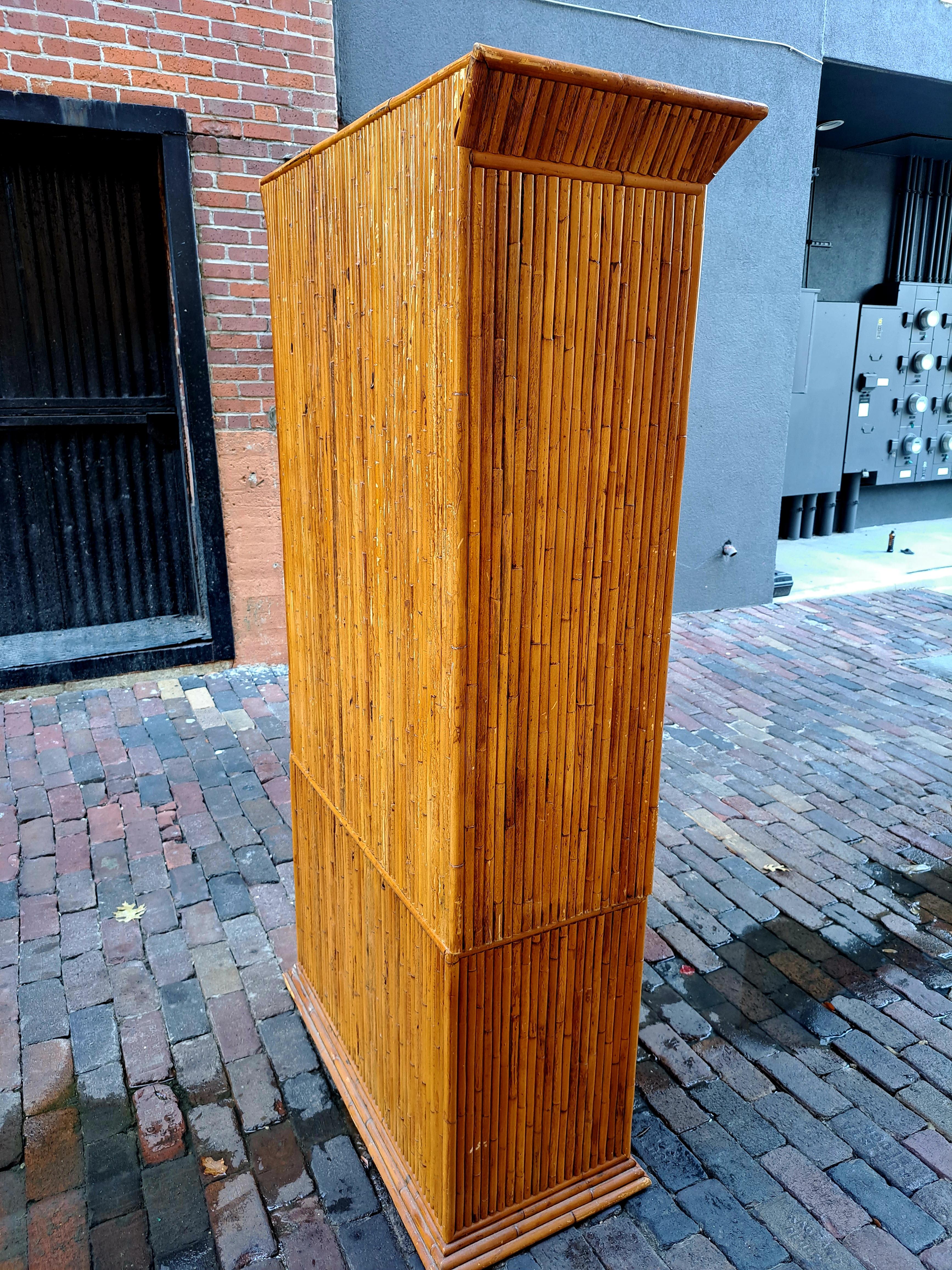Sunburst Split Bamboo Two Piece Shelf In Good Condition For Sale In Lakeland, FL