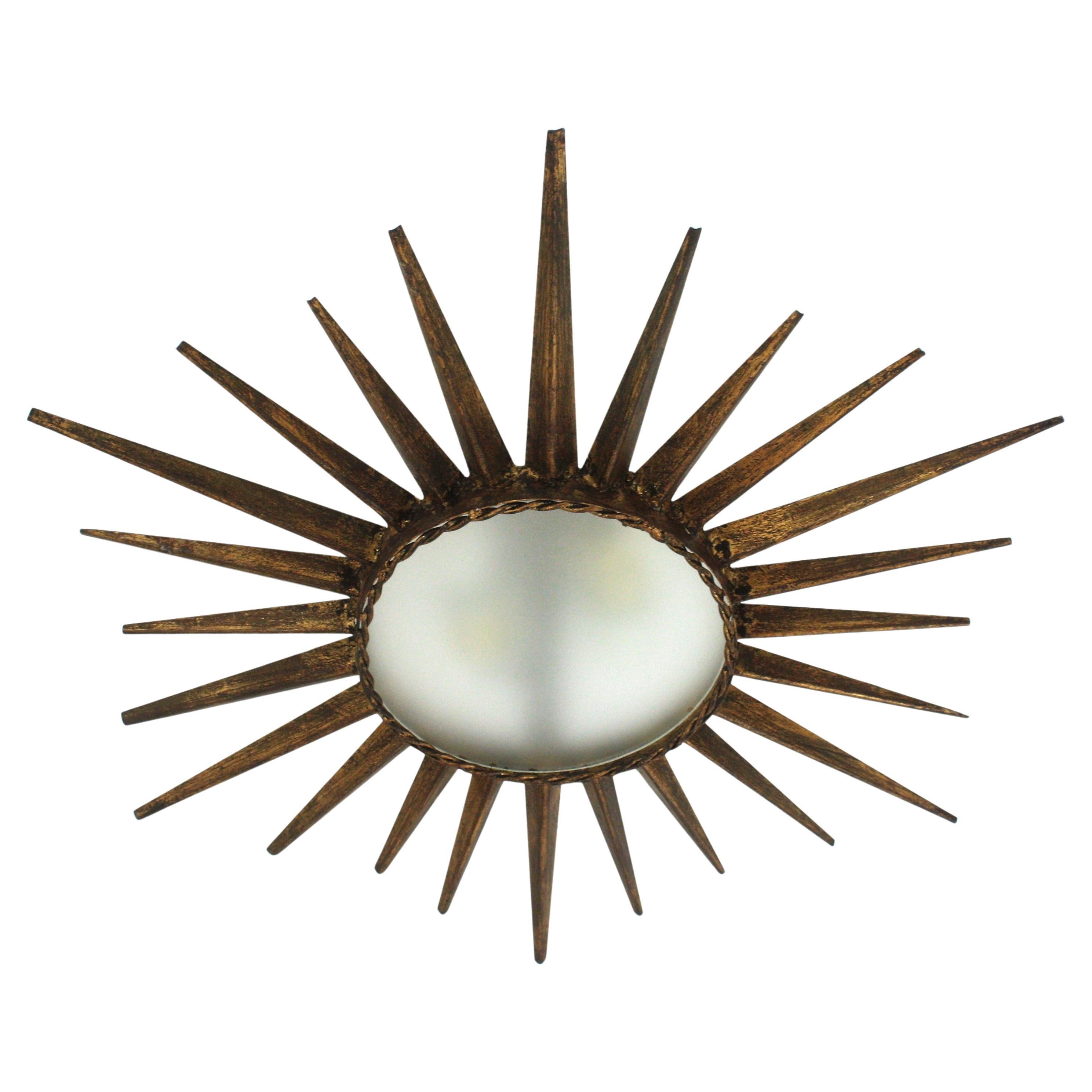 Apparecchio a incasso Sunburst Starburst in ferro dorato