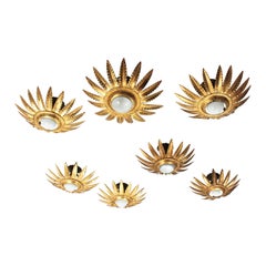 Montature da incasso Sunburst Starburst in ferro dorato, set da 7
