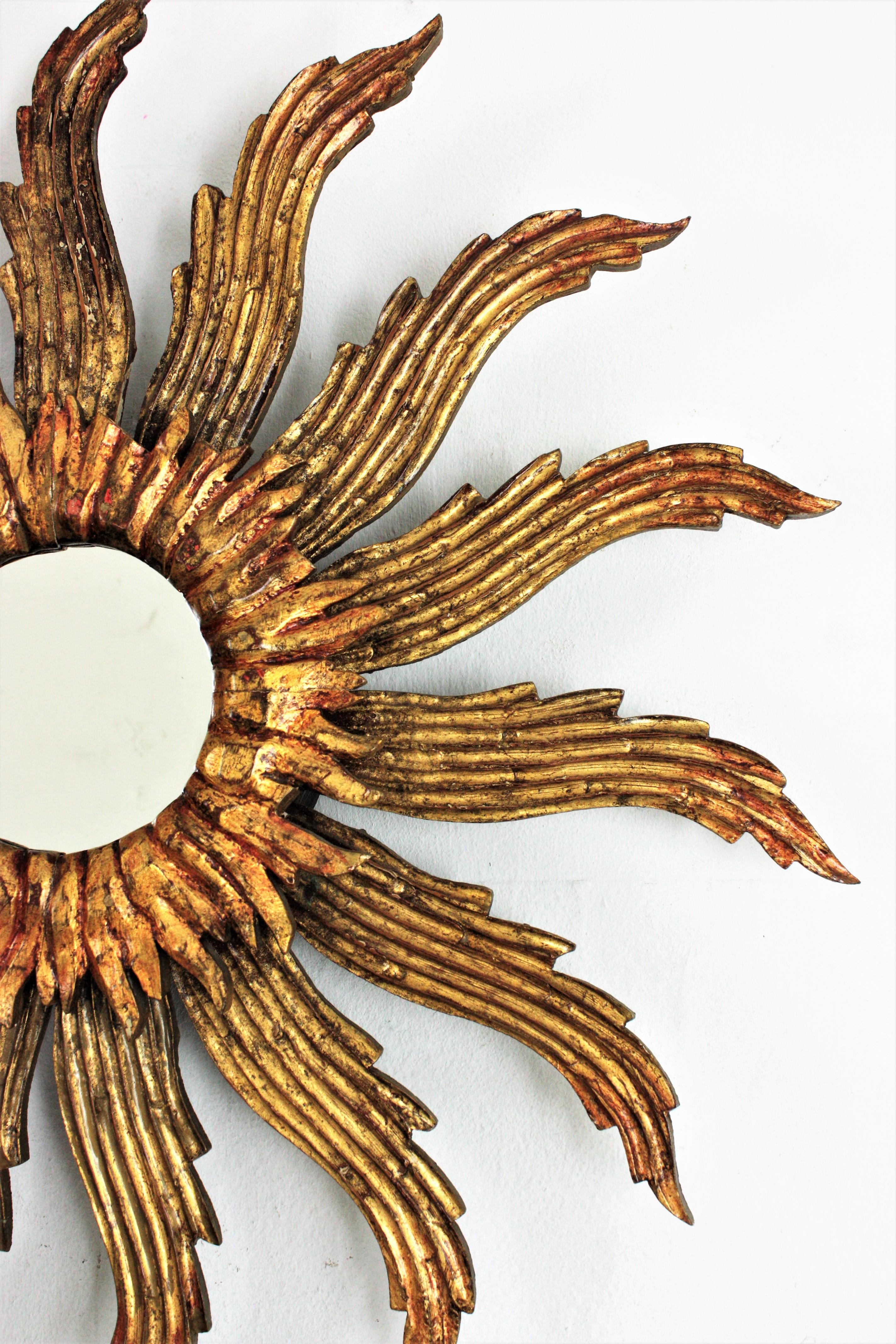 Sunburst Starburst Giltwood Mirror In Good Condition In Barcelona, ES