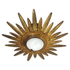 Apparecchio Sunburst Starburst in metallo dorato e verde