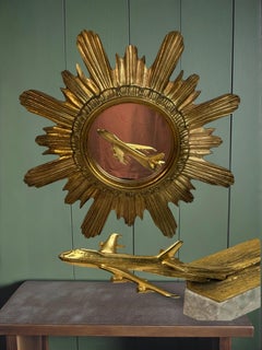 Sunburst Starburst Mirror Gilt Wood Stucco, Italy, circa 1960s