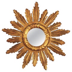Sunburst Starburst Spiegel aus geschnitztem Giltwood, Spanien 1950er Jahre