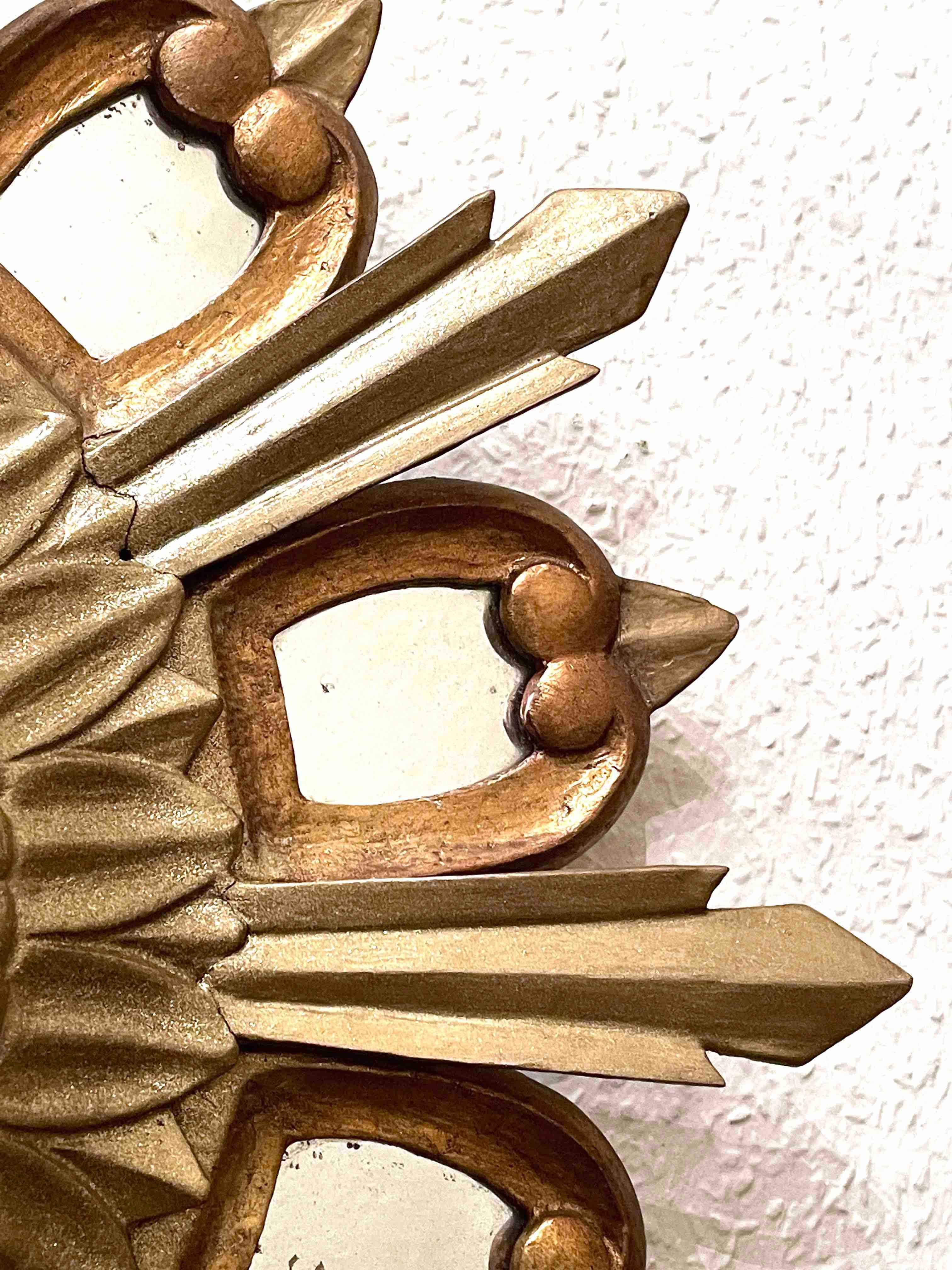 Miroir en bois doré en forme d'étoile de soleil, Italie, vers les années 1950 en vente 9