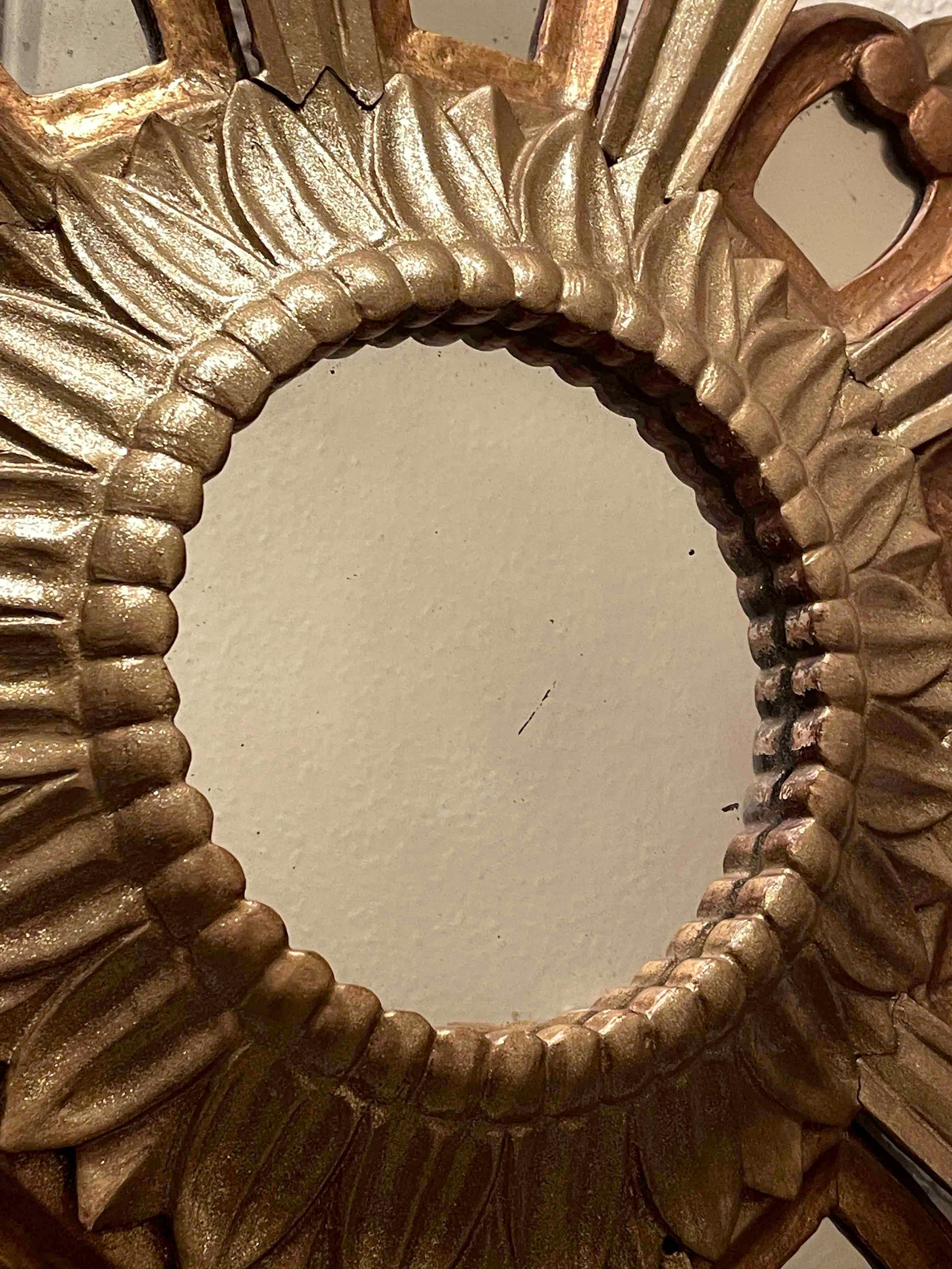 Sunburst Starburst gilded wood Mirror, Italy, circa 1950s For Sale 7