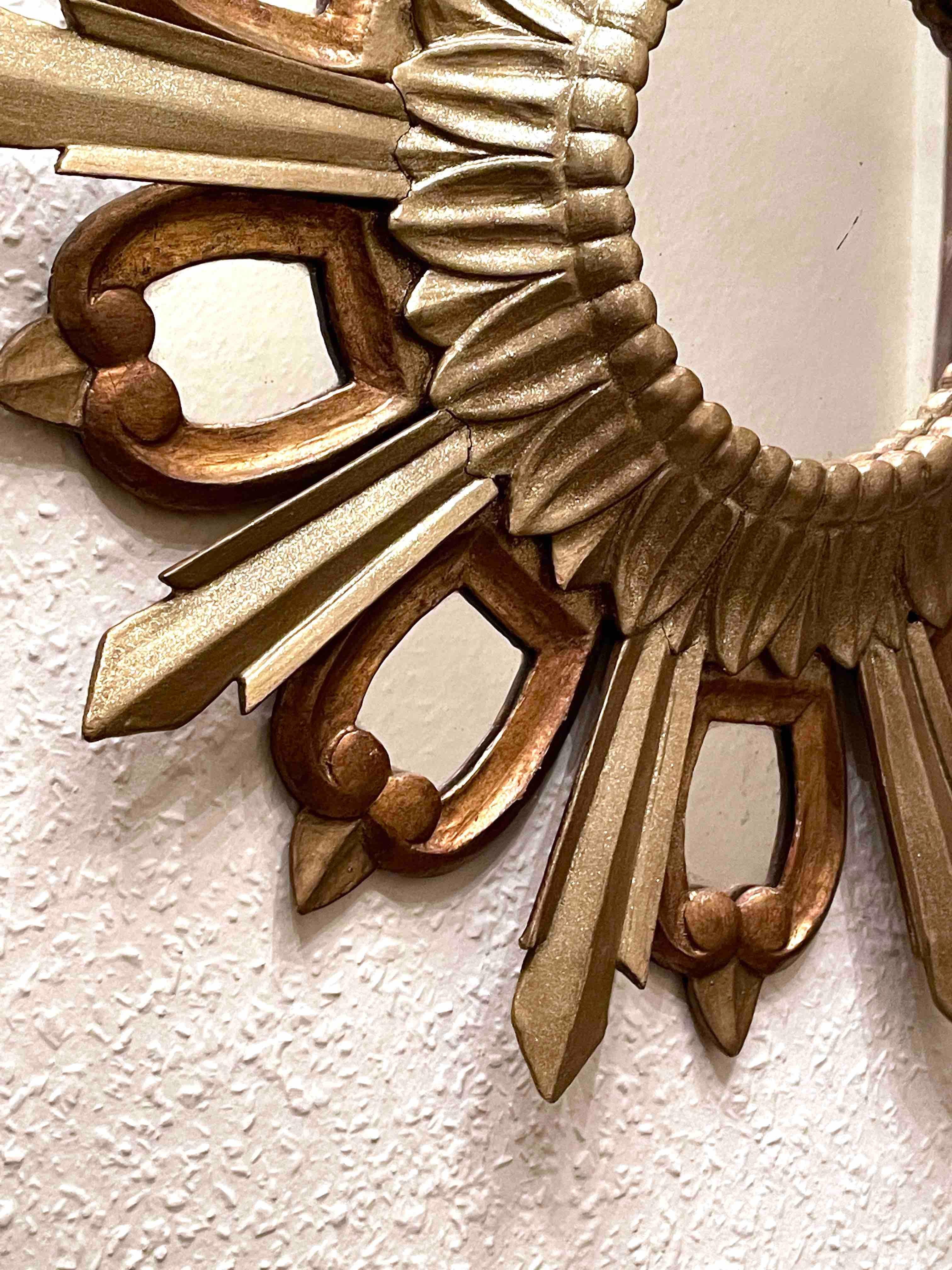 Miroir en bois doré en forme d'étoile de soleil, Italie, vers les années 1950 en vente 3