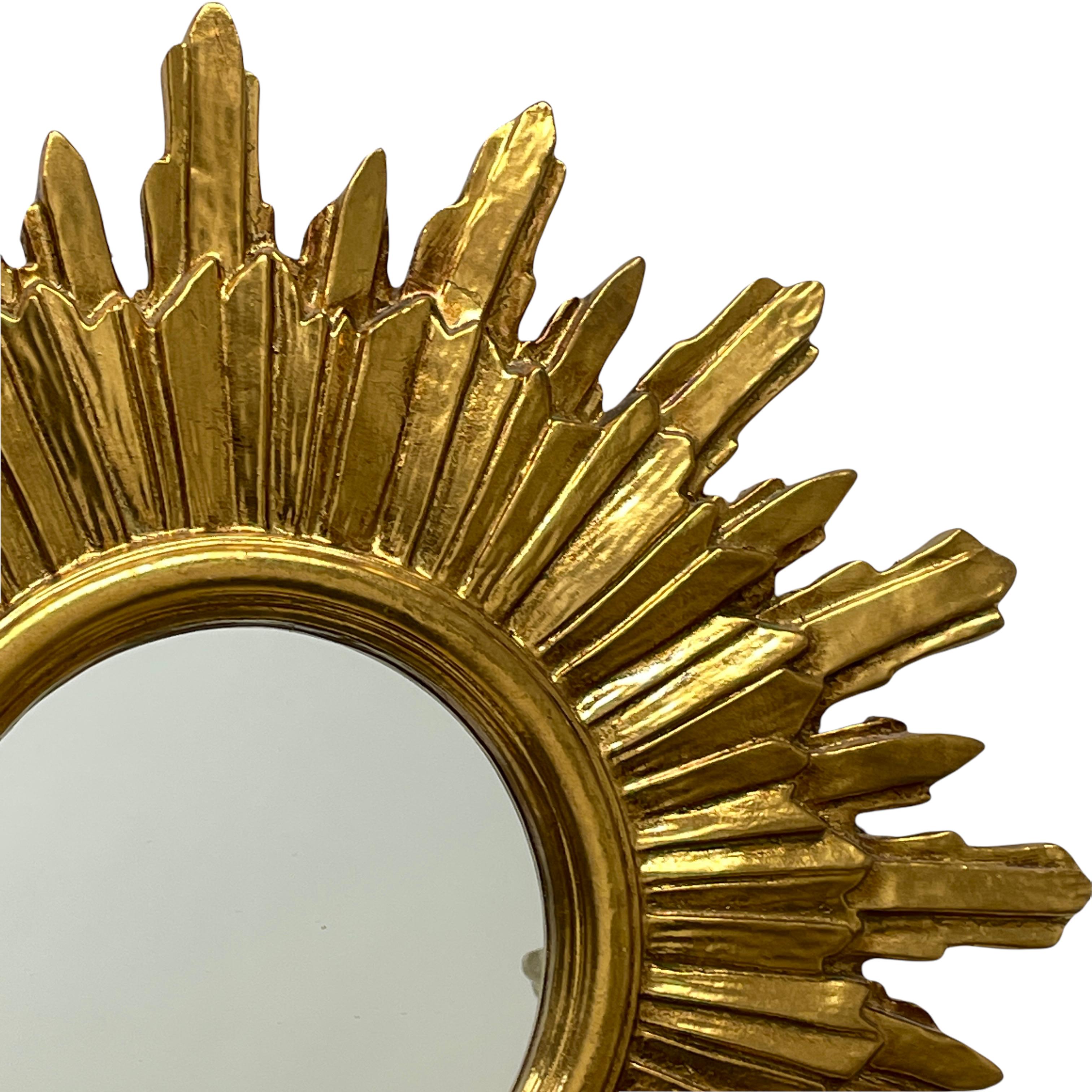 Sunburst Starburst Mirror Wood Stucco, Italy, circa 1960s 7