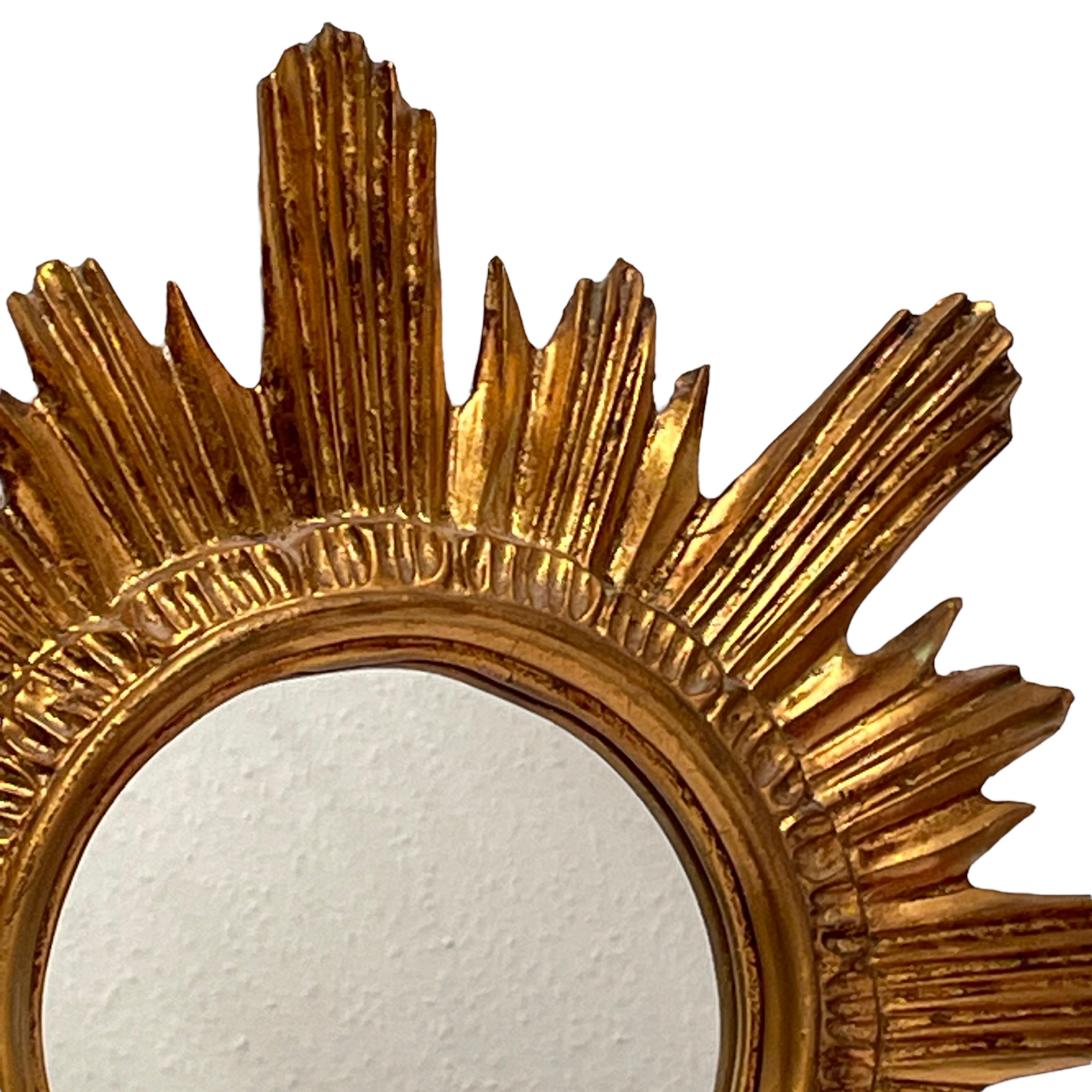 Sunburst Starburst Mirror Wood Stucco, Italy, circa 1960s In Good Condition For Sale In Nuernberg, DE