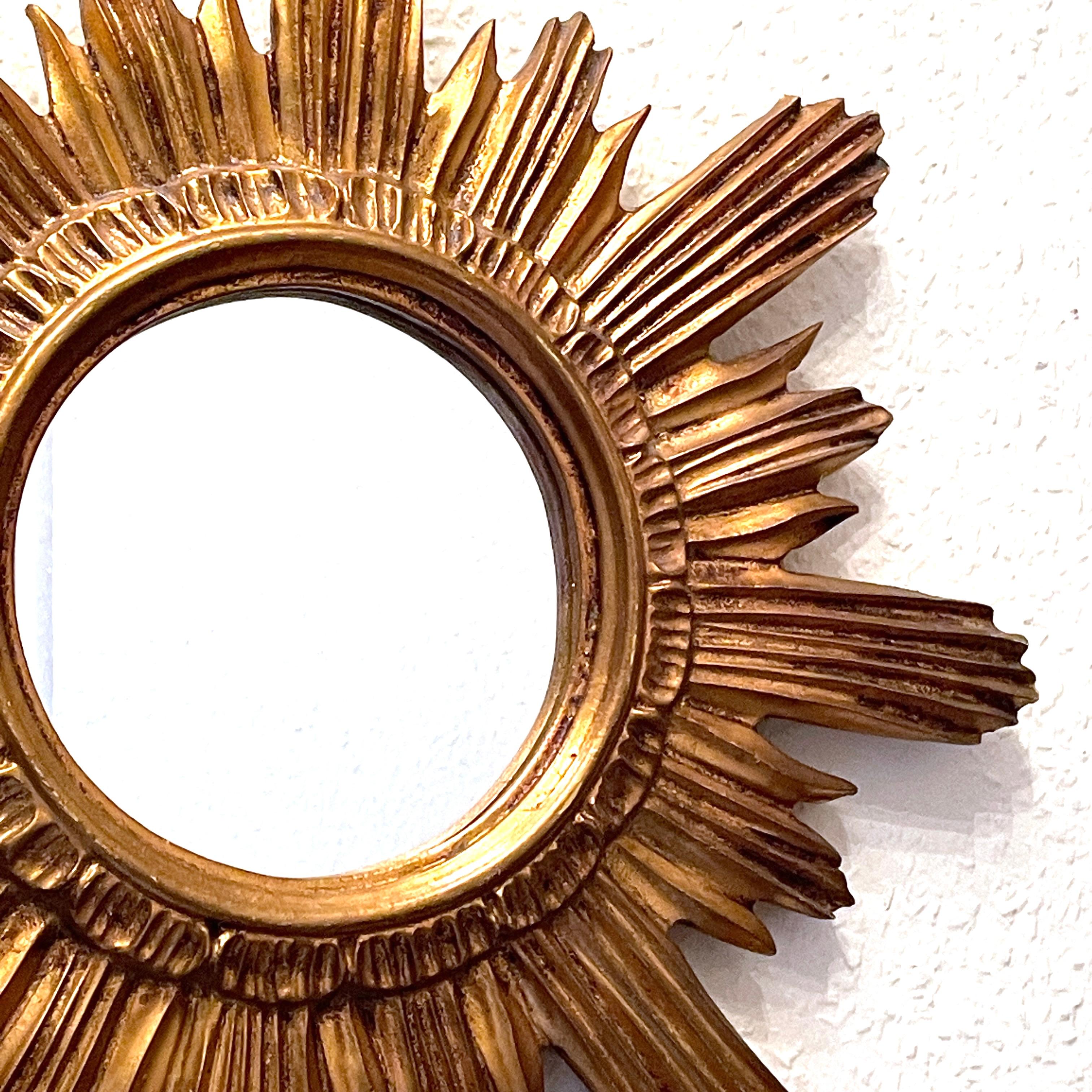 Sunburst Starburst Mirror Wood Stucco, Italy, circa 1960s 1
