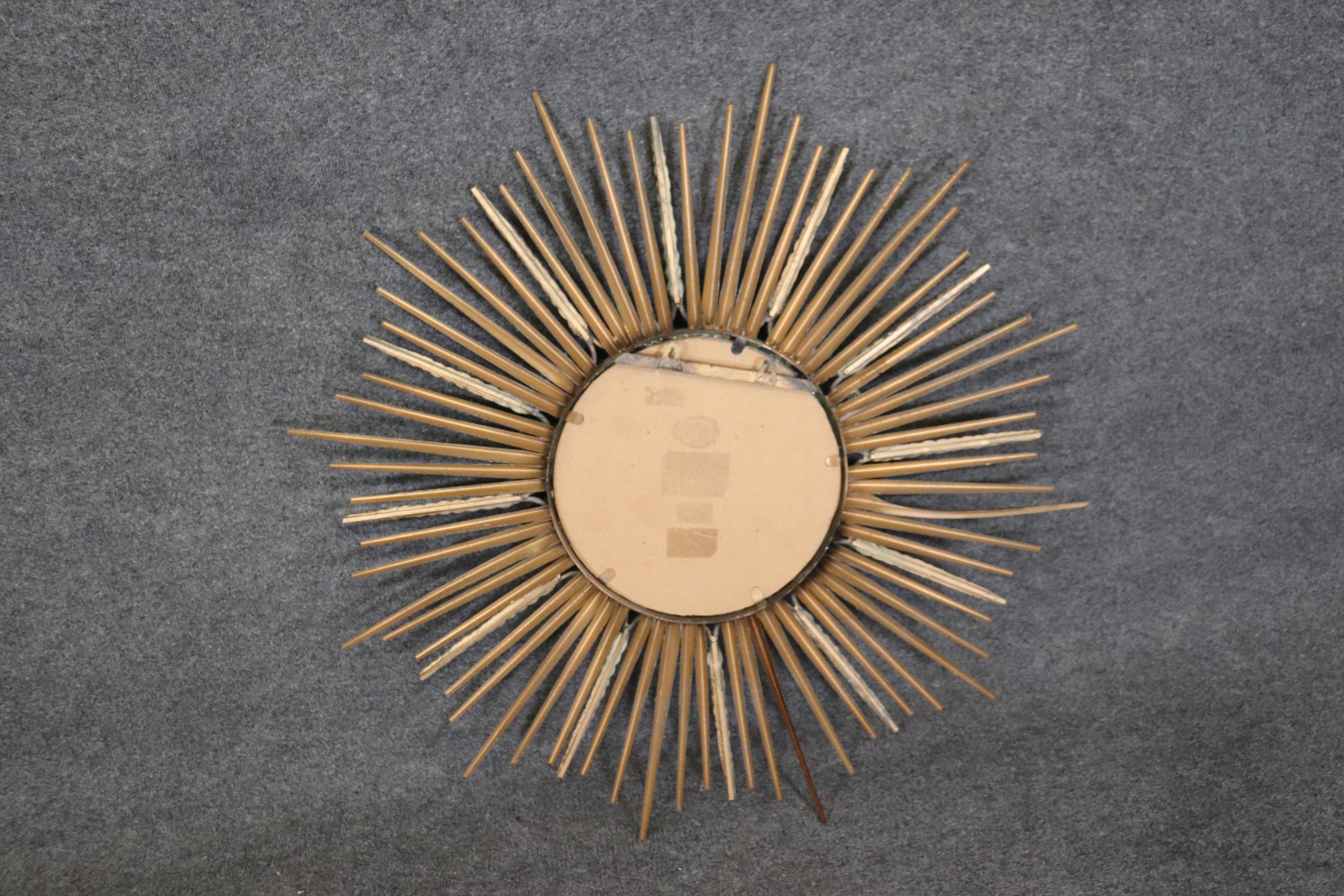 Mid-Century Modern Sunburst Style Gold Decorative Accent Mirror  For Sale